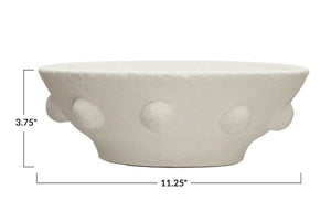 Decorative Coarse Terra-cotta Bowl w/ Raised Dots, Volcano Finish (Each One Will Vary)