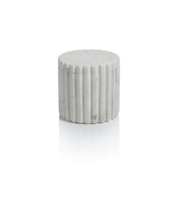 Camogli Fluted White Marble Canister with Lid