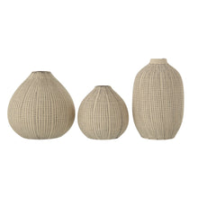 Load image into Gallery viewer, Stoneware Textured Vases, White &amp; Black, Set of 3
