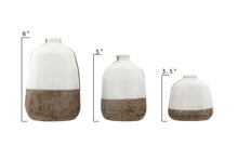 Load image into Gallery viewer, 6&quot;H, 5&quot;H &amp; 3-1/2&quot;H Terra-cotta Vases, Grey &amp; White, Set of 3

