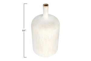 5" Round x 9-1/2"H Stoneware Vase, Reactive Glaze, White