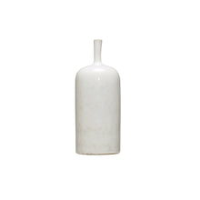 Load image into Gallery viewer, 5&quot; Round x 12-1/2&quot;H Stoneware Vase, Reactive Glaze, White
