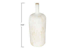 5" Round x 12-1/2"H Stoneware Vase, Reactive Glaze, White